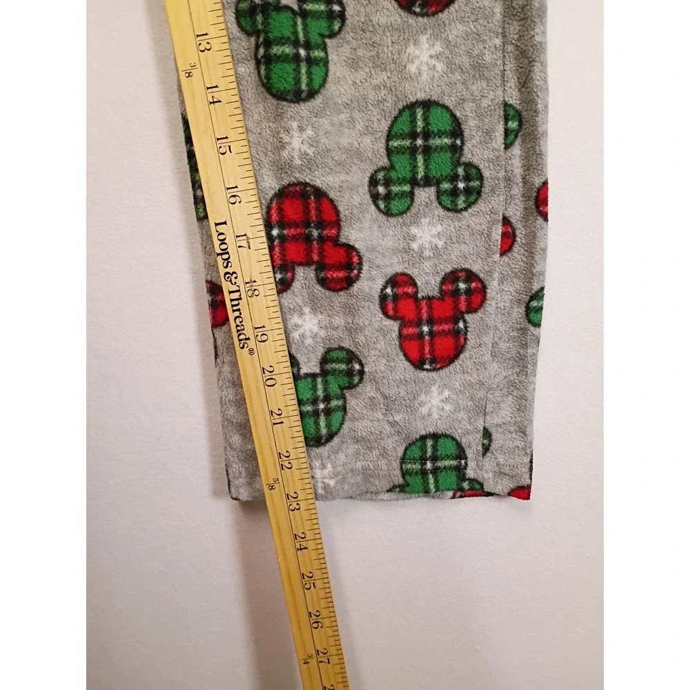 Holiday Disney Kids Size 12 Grey Plaid Mickey Mouse Fleece Pajama Pants
